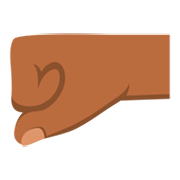 🤛🏾 Emoji Faust nach links: mitteldunkle Hautfarbe JoyPixels 3.0.