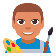 Emoji 👨🏽‍🎨 Artista Uomo: Carnagione Olivastra su JoyPixels 3.0.
