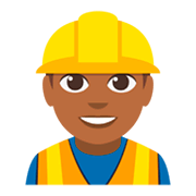 👷🏾‍♂️ Emoji Bauarbeiter: mitteldunkle Hautfarbe JoyPixels 3.0.