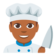 Emoji 👨🏾‍🍳 Cuoco: Carnagione Abbastanza Scura su JoyPixels 3.0.
