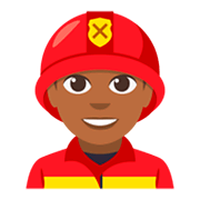 👨🏾‍🚒 Emoji Feuerwehrmann: mitteldunkle Hautfarbe JoyPixels 3.0.