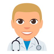 👨🏼‍⚕️ Emoji Profesional Sanitario Hombre: Tono De Piel Claro Medio en JoyPixels 3.0.
