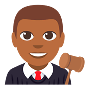 👨🏾‍⚖️ Emoji Juiz: Pele Morena Escura na JoyPixels 3.0.