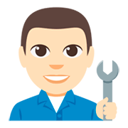 Emoji 👨🏻‍🔧 Meccanico Uomo: Carnagione Chiara su JoyPixels 3.0.