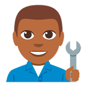 👨🏾‍🔧 Emoji Mecânico: Pele Morena Escura na JoyPixels 3.0.