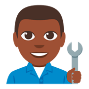 👨🏿‍🔧 Emoji Mecânico: Pele Escura na JoyPixels 3.0.