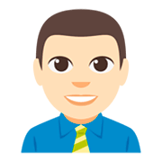 Emoji 👨🏻‍💼 Impiegato: Carnagione Chiara su JoyPixels 3.0.