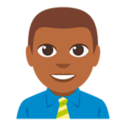 👨🏾‍💼 Emoji Büroangestellter: mitteldunkle Hautfarbe JoyPixels 3.0.