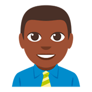 👨🏿‍💼 Emoji Büroangestellter: dunkle Hautfarbe JoyPixels 3.0.