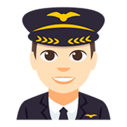 👨🏻‍✈️ Emoji Piloto De Avião Homem: Pele Clara na JoyPixels 3.0.