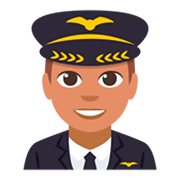 👨🏽‍✈️ Emoji Piloto Hombre: Tono De Piel Medio en JoyPixels 3.0.