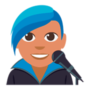 👨🏽‍🎤 Emoji Sänger: mittlere Hautfarbe JoyPixels 3.0.