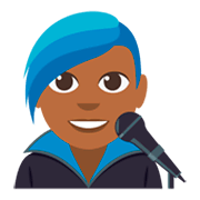 👨🏾‍🎤 Emoji Cantante Hombre: Tono De Piel Oscuro Medio en JoyPixels 3.0.