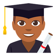 👨🏾‍🎓 Emoji Estudante: Pele Morena Escura na JoyPixels 3.0.
