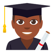 👨🏿‍🎓 Emoji Student: dunkle Hautfarbe JoyPixels 3.0.