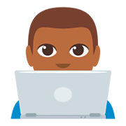👨🏾‍💻 Emoji Tecnólogo: Pele Morena Escura na JoyPixels 3.0.