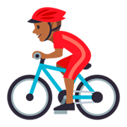 🚴🏾‍♂️ Emoji Radfahrer: mitteldunkle Hautfarbe JoyPixels 3.0.