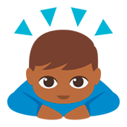 🙇🏾‍♂️ Emoji Hombre Haciendo Una Reverencia: Tono De Piel Oscuro Medio en JoyPixels 3.0.