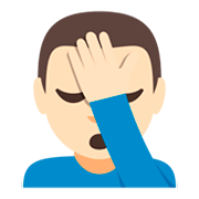 Emoji 🤦🏻‍♂️ Uomo Esasperato: Carnagione Chiara su JoyPixels 3.0.