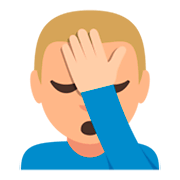 Emoji 🤦🏼‍♂️ Uomo Esasperato: Carnagione Abbastanza Chiara su JoyPixels 3.0.