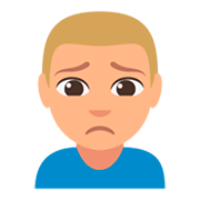 🙍🏼‍♂️ Emoji Hombre Frunciendo El Ceño: Tono De Piel Claro Medio en JoyPixels 3.0.