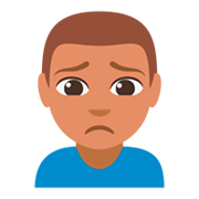 🙍🏽‍♂️ Emoji Homem Franzindo A Sobrancelha: Pele Morena na JoyPixels 3.0.