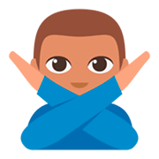 🙅🏽‍♂️ Emoji Homem Fazendo Gesto De «não»: Pele Morena na JoyPixels 3.0.