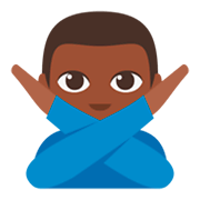 🙅🏿‍♂️ Emoji Mann mit überkreuzten Armen: dunkle Hautfarbe JoyPixels 3.0.