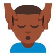 💆🏿‍♂️ Emoji Mann, der eine Kopfmassage bekommt: dunkle Hautfarbe JoyPixels 3.0.