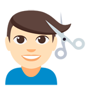 💇🏻‍♂️ Emoji Mann beim Haareschneiden: helle Hautfarbe JoyPixels 3.0.