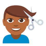 Émoji 💇🏾‍♂️ Homme Qui Se Fait Couper Les Cheveux : Peau Mate sur JoyPixels 3.0.