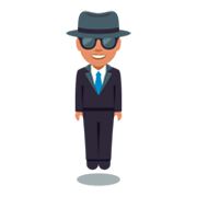 Emoji 🕴🏽 Uomo Con Completo Che Levita: Carnagione Olivastra su JoyPixels 3.0.