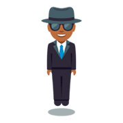 🕴🏾 Emoji Homem De Terno Levitando: Pele Morena Escura na JoyPixels 3.0.