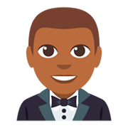 🤵🏾 Emoji Person im Smoking: mitteldunkle Hautfarbe JoyPixels 3.0.