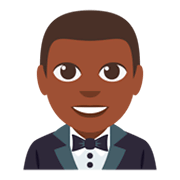 🤵🏿 Emoji Person im Smoking: dunkle Hautfarbe JoyPixels 3.0.