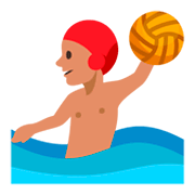 🤽🏽‍♂️ Emoji Wasserballspieler: mittlere Hautfarbe JoyPixels 3.0.