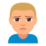 🙎🏼‍♂️ Emoji Hombre Haciendo Pucheros: Tono De Piel Claro Medio en JoyPixels 3.0.