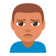 🙎🏽‍♂️ Emoji schmollender Mann: mittlere Hautfarbe JoyPixels 3.0.