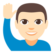 🙋🏻‍♂️ Emoji Mann mit erhobenem Arm: helle Hautfarbe JoyPixels 3.0.