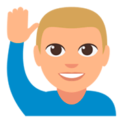 🙋🏼‍♂️ Emoji Hombre Con La Mano Levantada: Tono De Piel Claro Medio en JoyPixels 3.0.