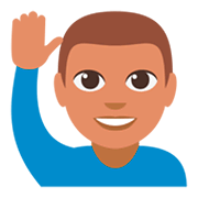 🙋🏽‍♂️ Emoji Hombre Con La Mano Levantada: Tono De Piel Medio en JoyPixels 3.0.