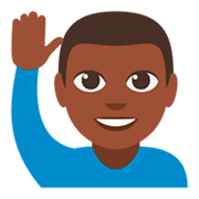 🙋🏿‍♂️ Emoji Hombre Con La Mano Levantada: Tono De Piel Oscuro en JoyPixels 3.0.