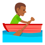 🚣🏾‍♂️ Emoji Mann im Ruderboot: mitteldunkle Hautfarbe JoyPixels 3.0.
