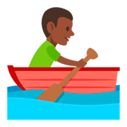 Émoji 🚣🏿‍♂️ Rameur Dans Une Barque : Peau Foncée sur JoyPixels 3.0.