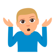 🤷🏼‍♂️ Emoji Hombre Encogido De Hombros: Tono De Piel Claro Medio en JoyPixels 3.0.