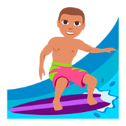 Emoji 🏄🏽‍♂️ Surfista Uomo: Carnagione Olivastra su JoyPixels 3.0.