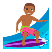 🏄🏾‍♂️ Emoji Hombre Haciendo Surf: Tono De Piel Oscuro Medio en JoyPixels 3.0.