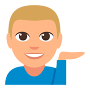 💁🏼‍♂️ Emoji Homem Com A Palma Virada Para Cima: Pele Morena Clara na JoyPixels 3.0.