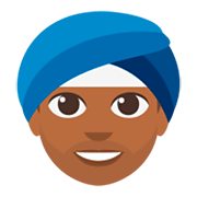 👳🏾‍♂️ Emoji Mann mit Turban: mitteldunkle Hautfarbe JoyPixels 3.0.