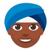👳🏿‍♂️ Emoji Mann mit Turban: dunkle Hautfarbe JoyPixels 3.0.
